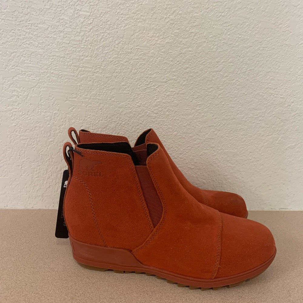 Sorel Orange Ankle Booties with Suede Texture - Picture 8 of 13